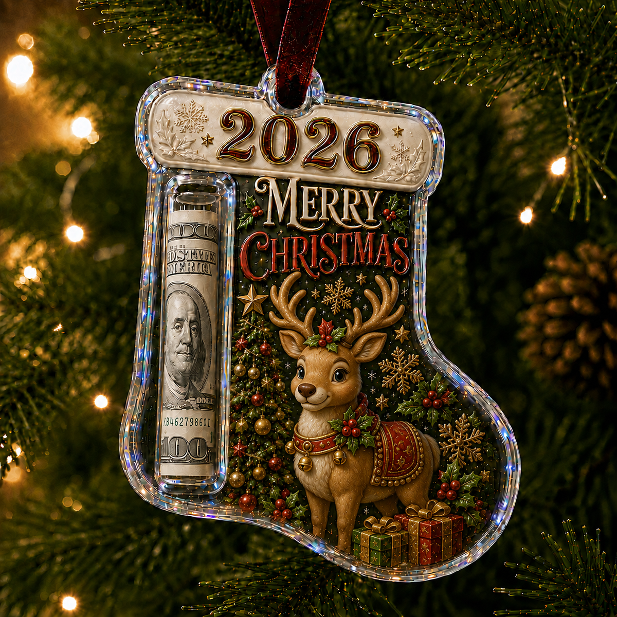 ๐
Cash Clip Christmas Tree Ornament โ Novelty Holiday Money Gift Clip