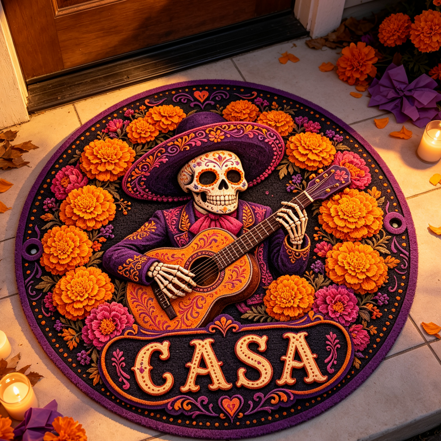 CASA Day of the Dead Skeleton Round Rug