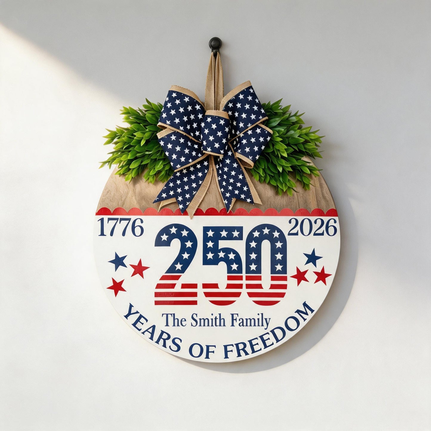 Personalized Round Patriotic Door Decor