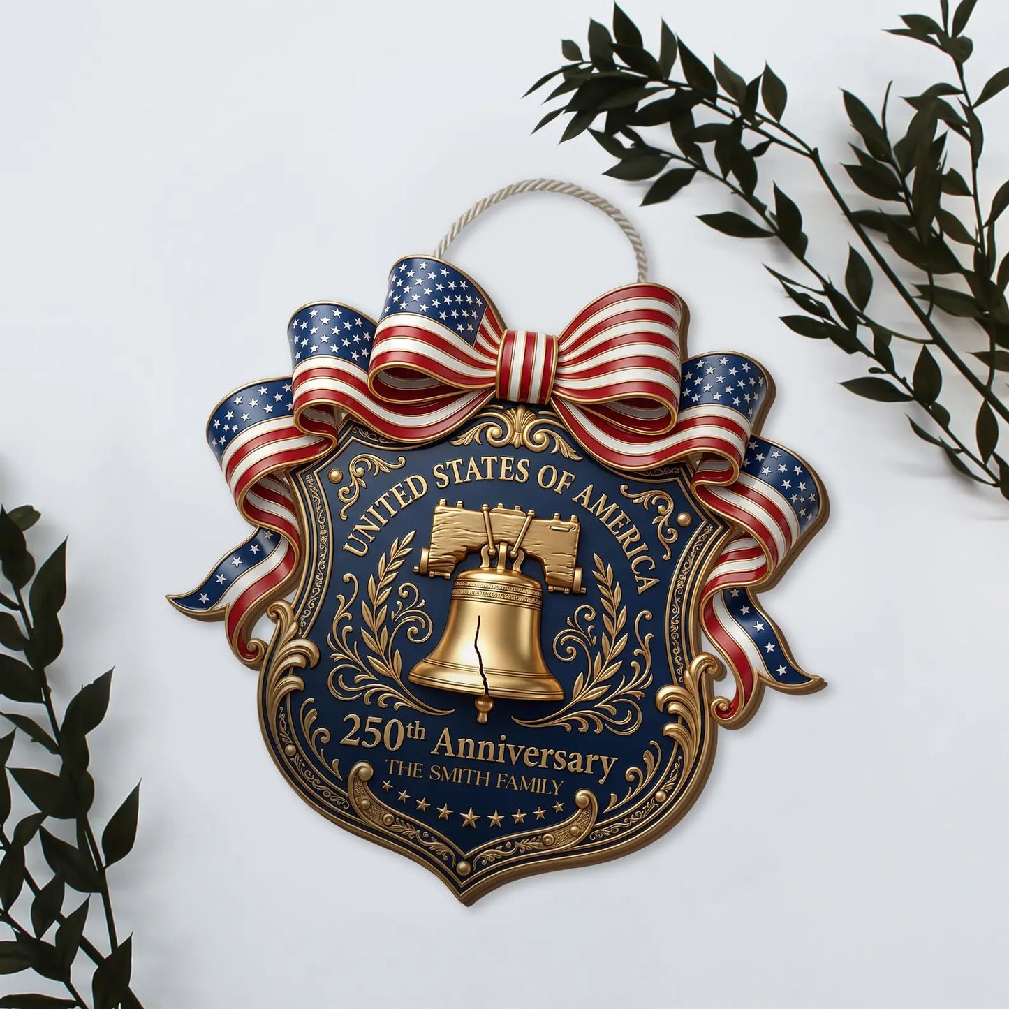 Personalized USA Wooden Door Sign, 250th Anniversary Decor