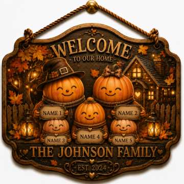 Personalized Pumpkin Family Welcome Sign