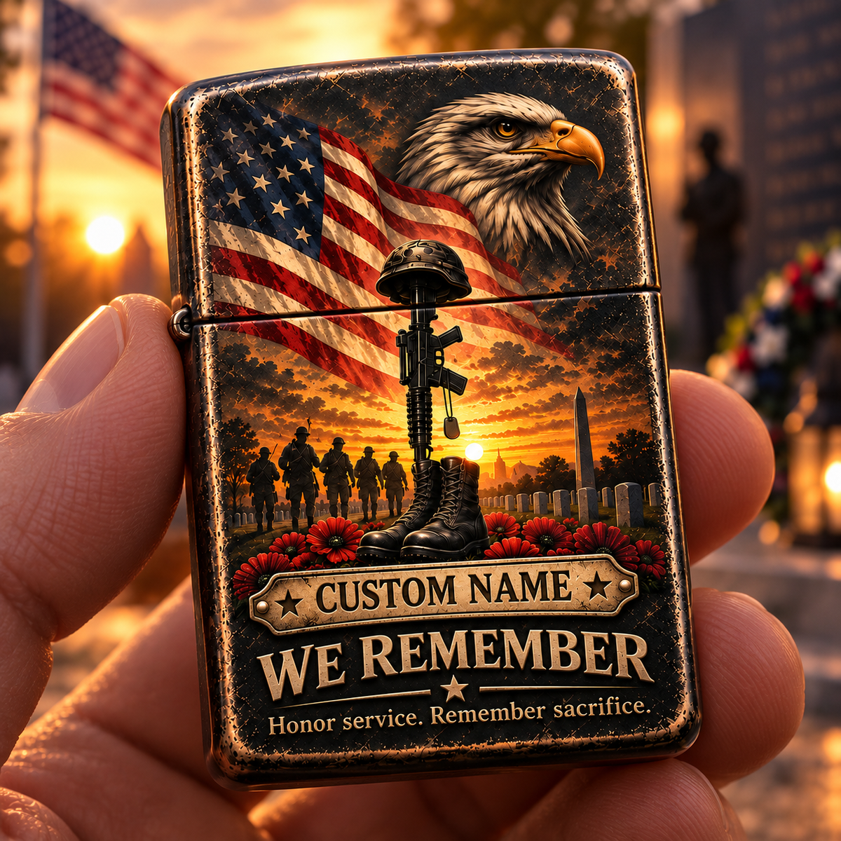 Personalized We Remember Memorial Lighter Case (No Insert)