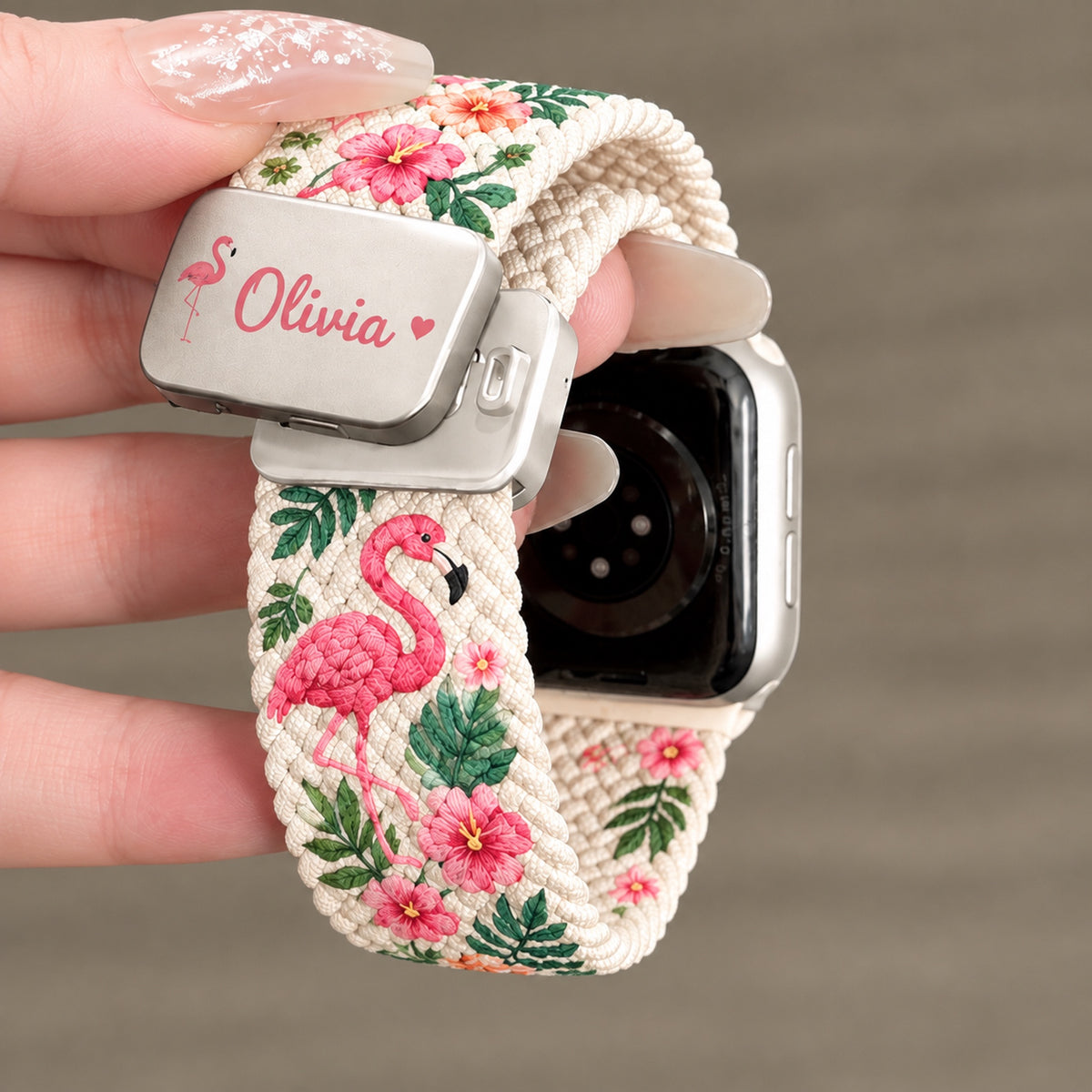 ✨Custom Name Braided Watch Band 🎄 Christmas & Flamingo 2 Design Styles