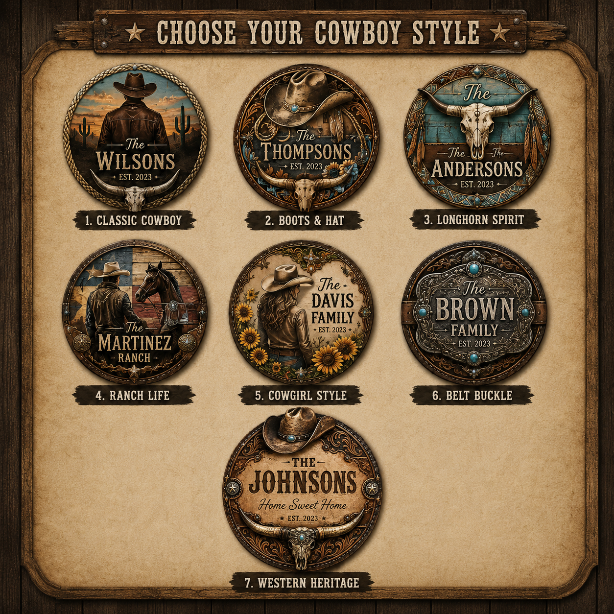 Personalized Western Style Family Metal Door Sign
