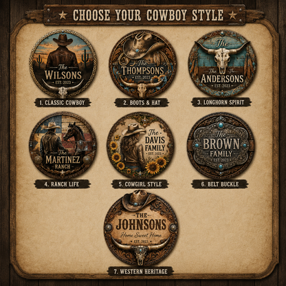 Personalized Western Style Family Metal Door Sign