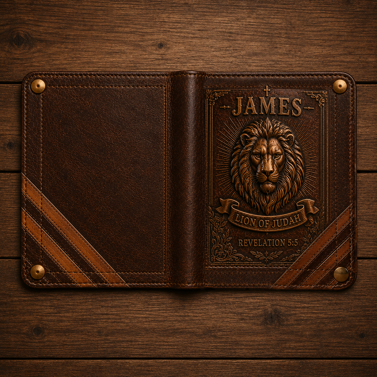 ✝️Custom Name Christian Leather Wallet 🦁 Personalized Bible Verse Wallet for Men