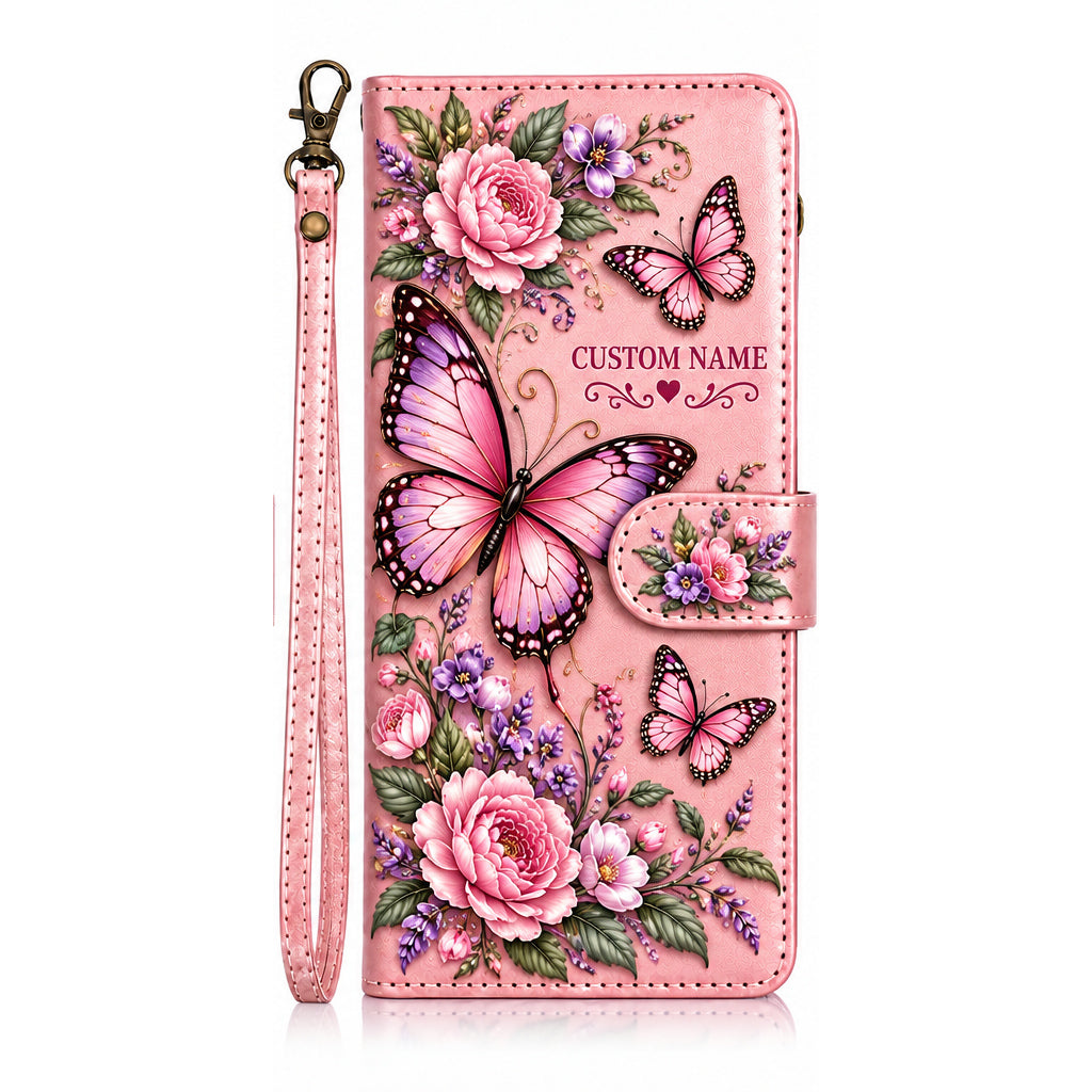 Personalized Garden Wildlife Phone Case - Custom Name Floral Wallet Case