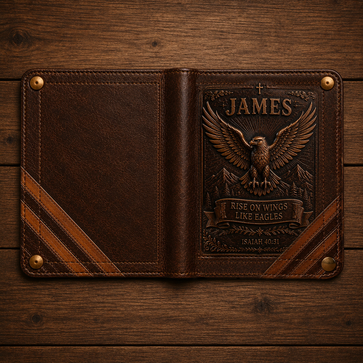 ✝️Custom Name Christian Leather Wallet 🦁 Personalized Bible Verse Wallet for Men