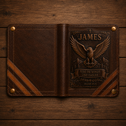 ✝️Custom Name Christian Leather Wallet 🦁 Personalized Bible Verse Wallet for Men