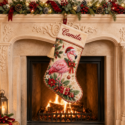 🧦Custom Name Velvet Christmas Stocking 🎁 6 Embroidered Animal Designs