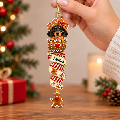 🎄 Personalized Dachshund Christmas Spiral Ornament – Custom Name Holiday Tree Decoration (6 Styles)