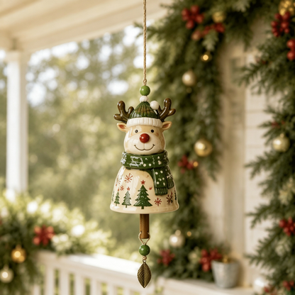 🔔Christmas Ceramic Bell Wind Chime 🎅 12 Styles Santa Snowman Reindeer Hanging Ornament Xmas Porch Tree Holiday Home Decor Gift