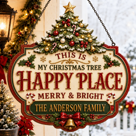 🎅Personalized Christmas Happy Place Sign | Custom Family Name