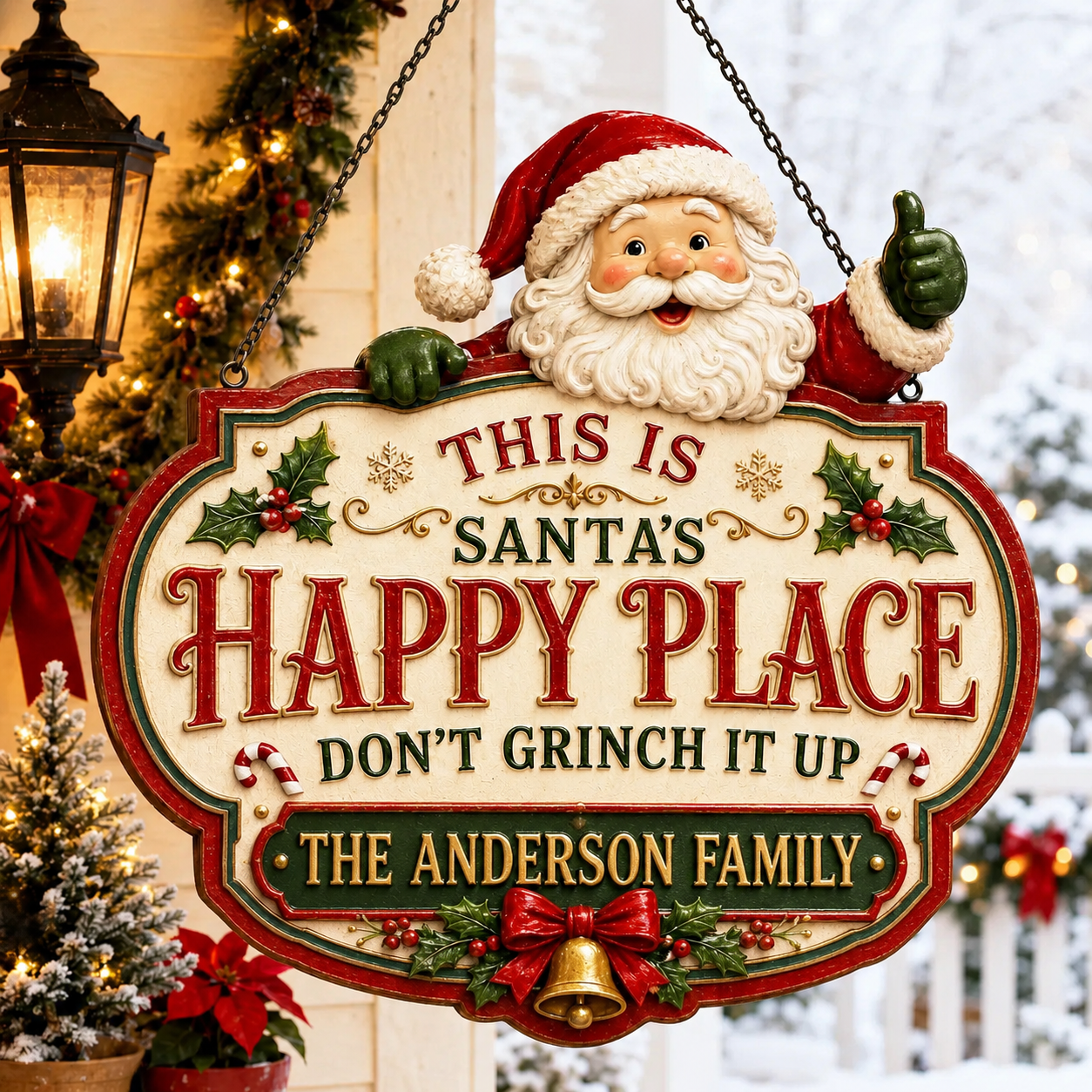 🎅Personalized Christmas Happy Place Sign | Custom Family Name
