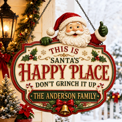 🎅Personalized Christmas Happy Place Sign | Custom Family Name