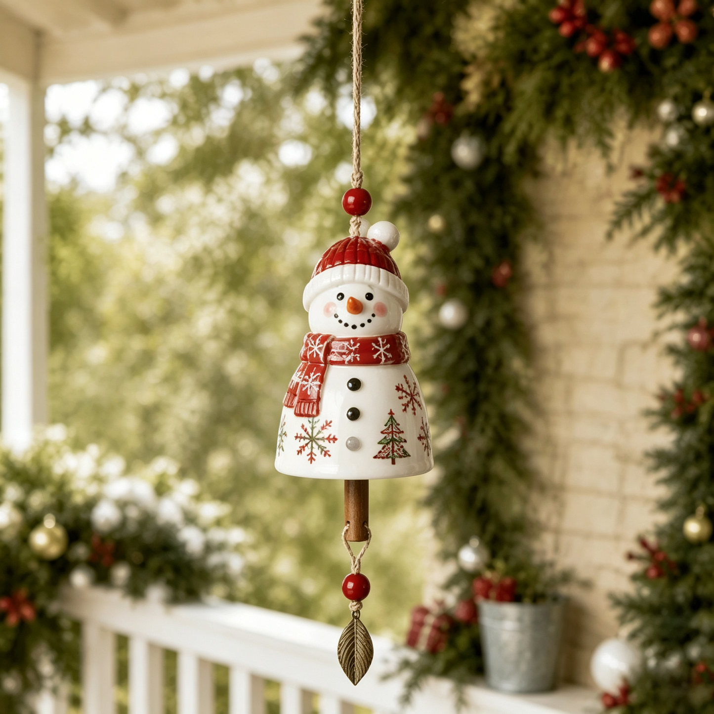 🔔Christmas Ceramic Bell Wind Chime 🎅 12 Styles Santa Snowman Reindeer Hanging Ornament Xmas Porch Tree Holiday Home Decor Gift