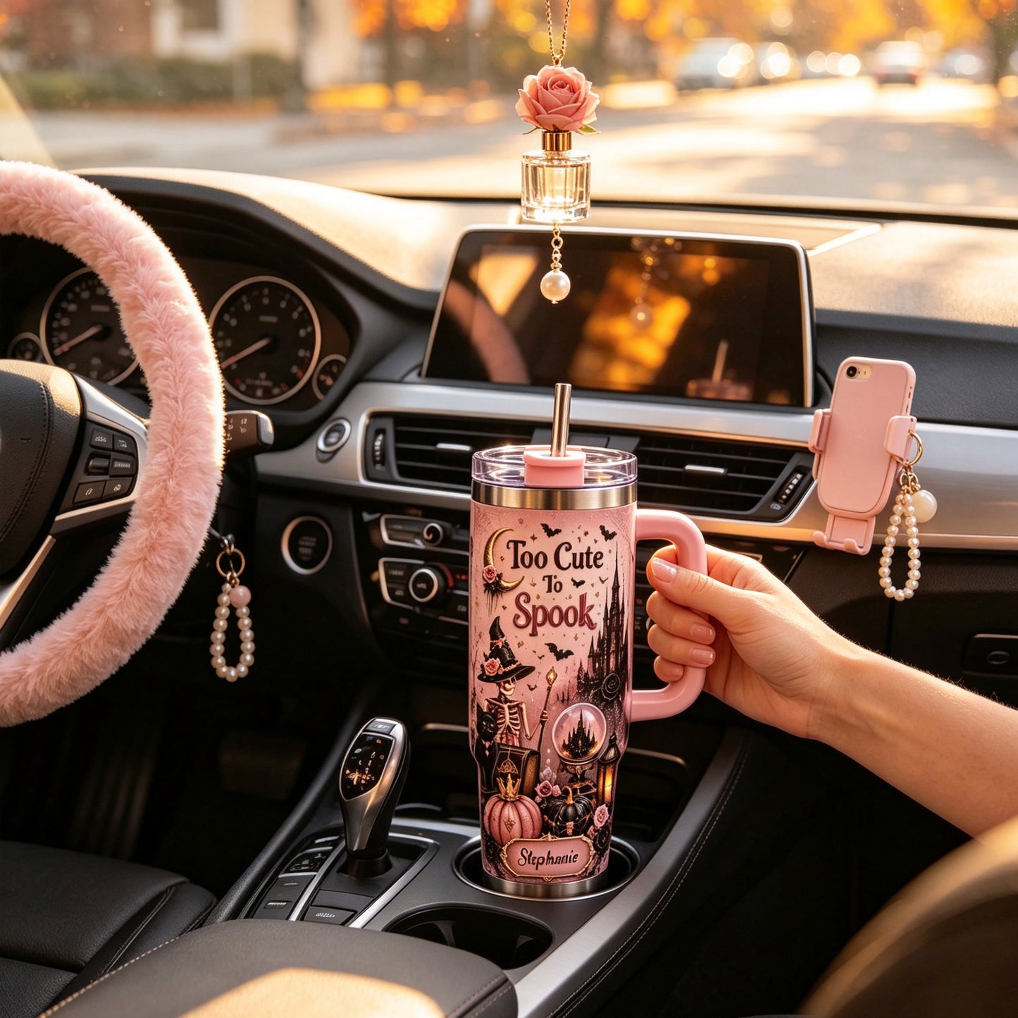 🎀Too Cute To Spook Custom Name Tumbler | Skeleton Witch