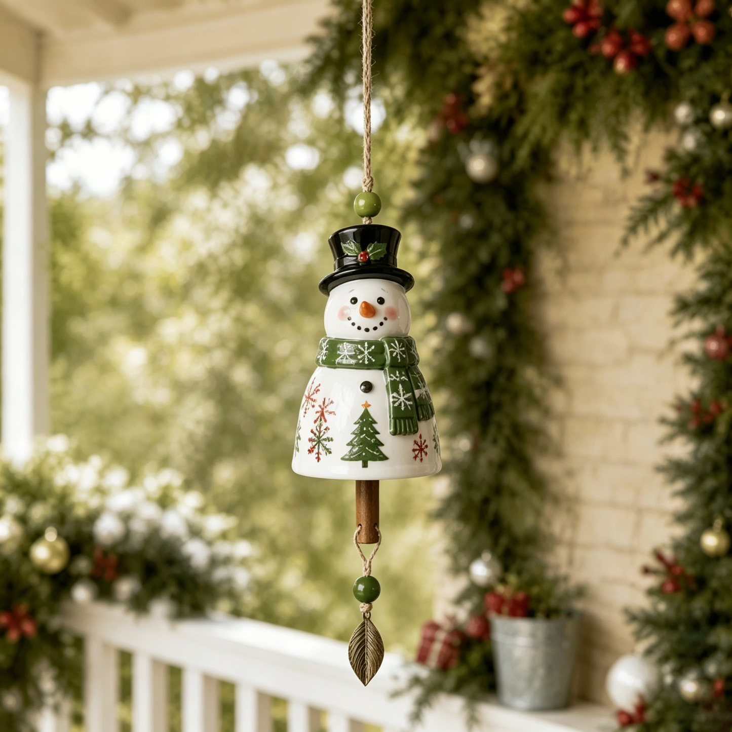🔔Christmas Ceramic Bell Wind Chime 🎅 12 Styles Santa Snowman Reindeer Hanging Ornament Xmas Porch Tree Holiday Home Decor Gift