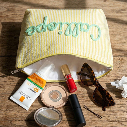 Personalized Name Seersucker Makeup Bag