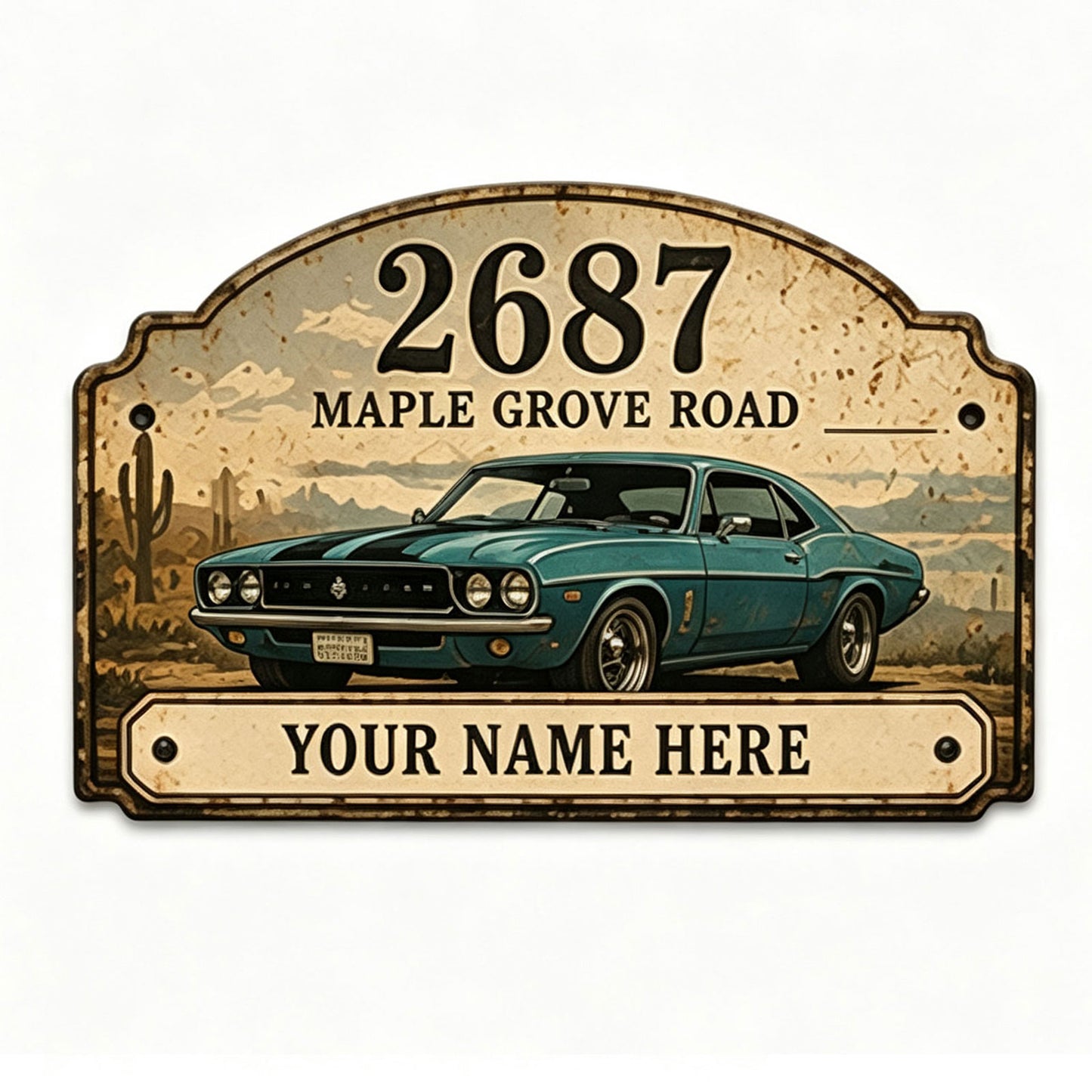 Custom Vintage Hot Rod Address Metal Sign