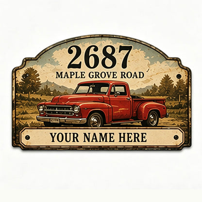 Custom Vintage Hot Rod Address Metal Sign