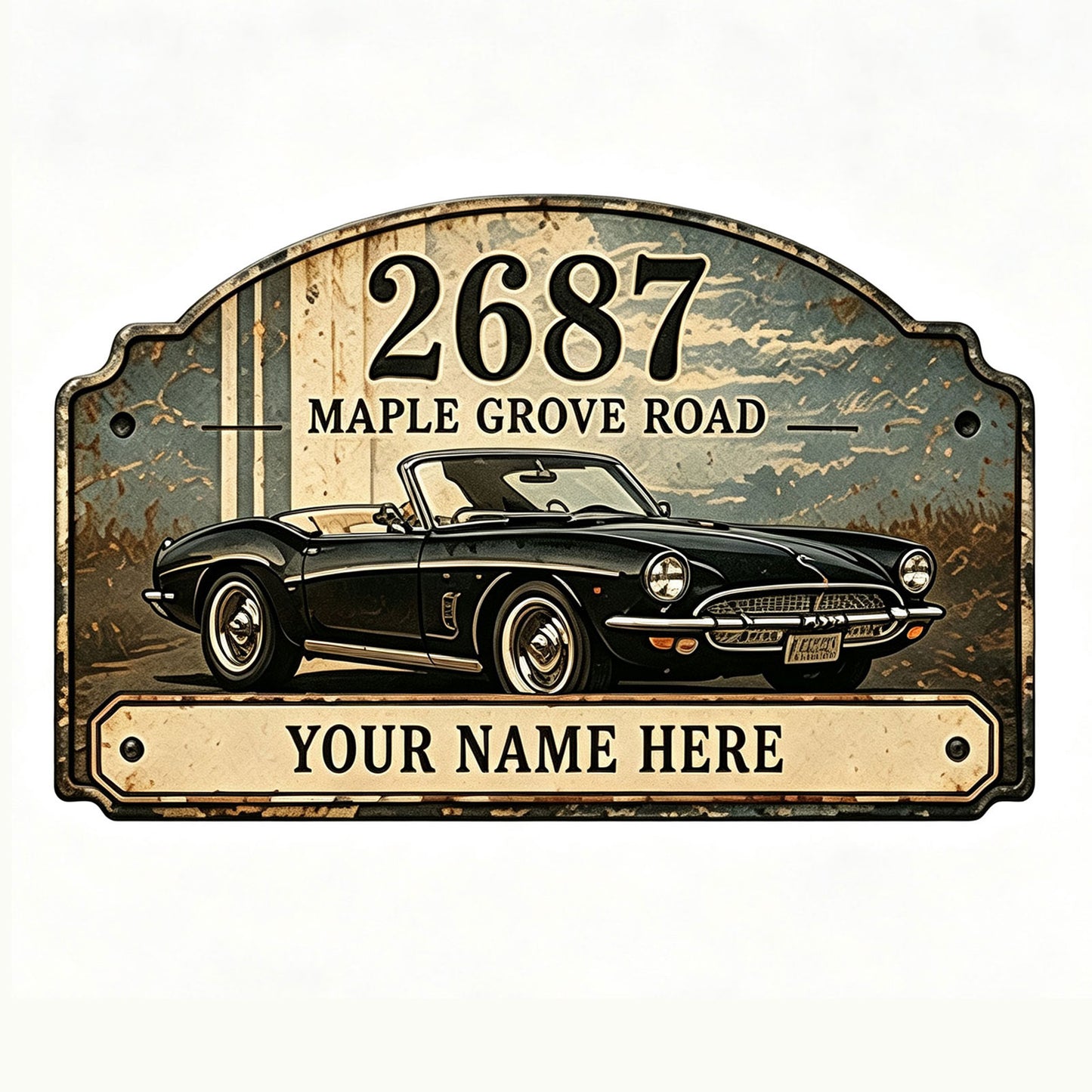 Custom Vintage Hot Rod Address Metal Sign