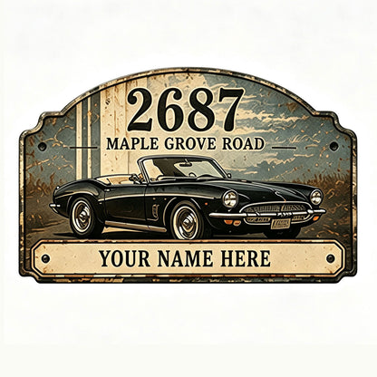 Custom Vintage Hot Rod Address Metal Sign
