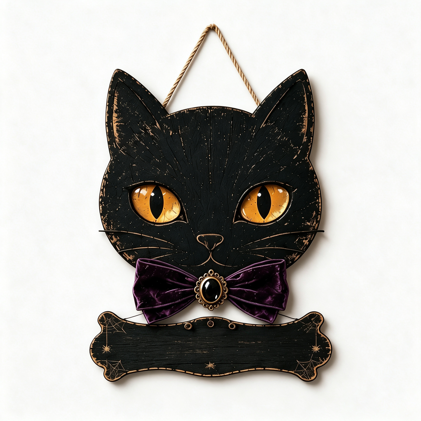 Custom Black Cat Halloween Family Name Sign