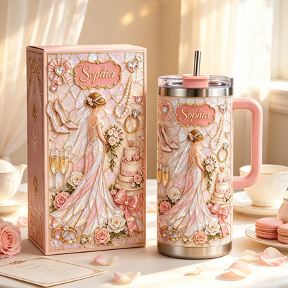 💍 Personalized Bride Wedding Tumbler with Gift Box