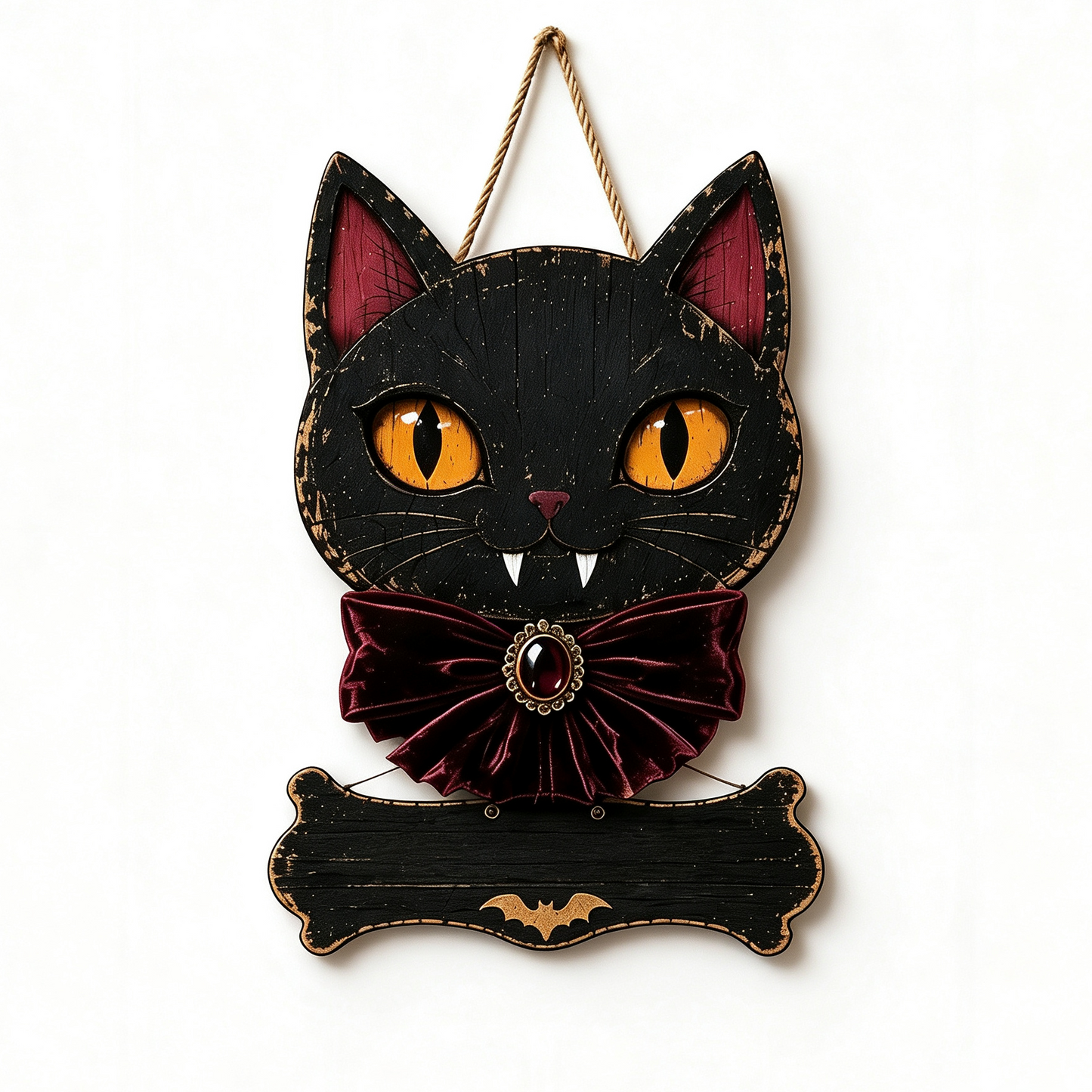 Custom Black Cat Halloween Family Name Sign