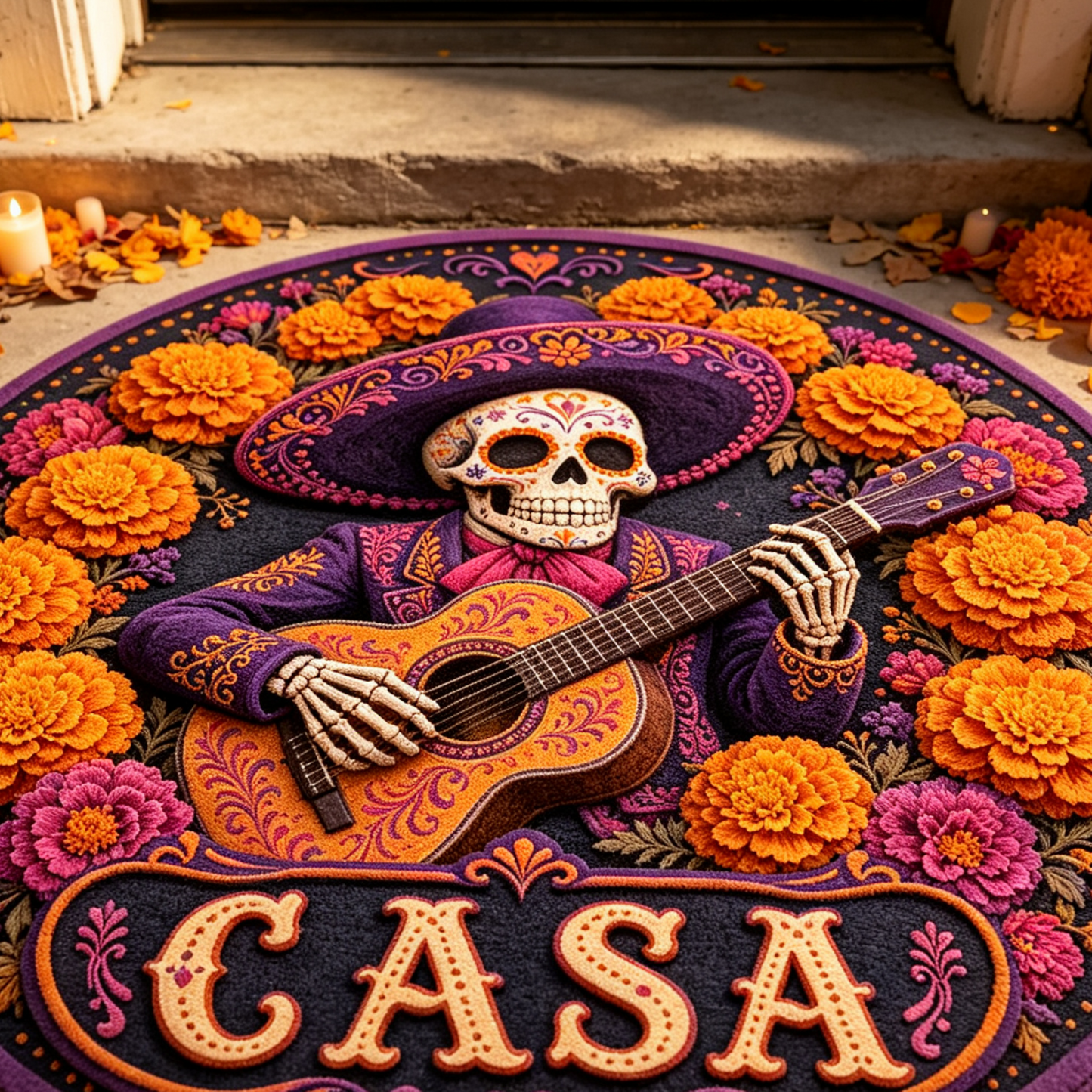 CASA Day of the Dead Skeleton Round Rug