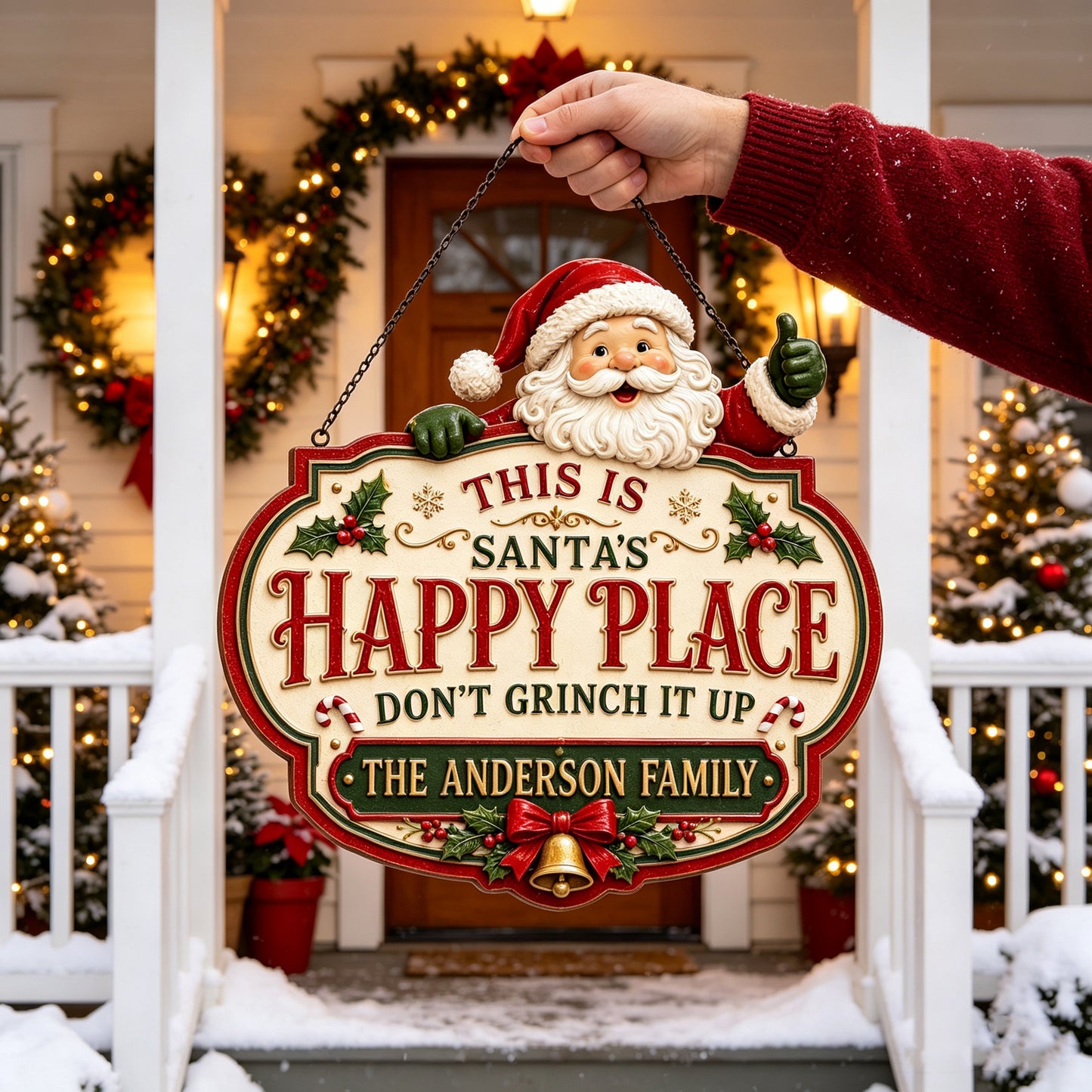 🎅Personalized Christmas Happy Place Sign | Custom Family Name