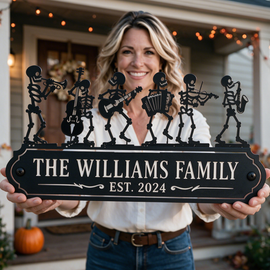 Custom Skeleton Band Family Name Metal Sign