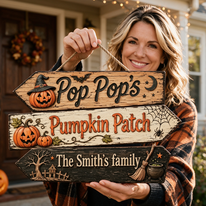 Custom Pumpkin Patch Halloween Family Name Sign