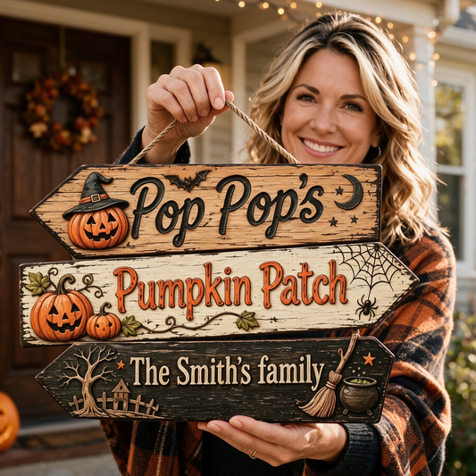 Custom Pumpkin Patch Halloween Family Name Sign