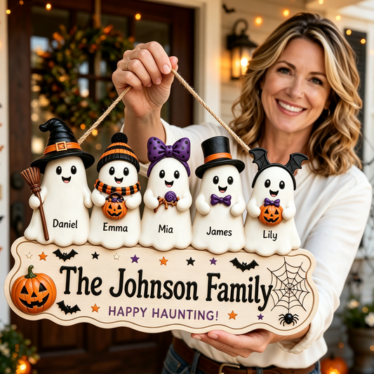 Custom Ghost Family Halloween Name Sign