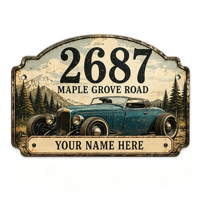 Custom Vintage Hot Rod Address Metal Sign
