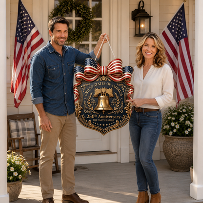 Personalized USA Wooden Door Sign, 250th Anniversary Decor