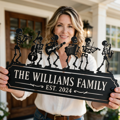 Custom Skeleton Band Family Name Metal Sign