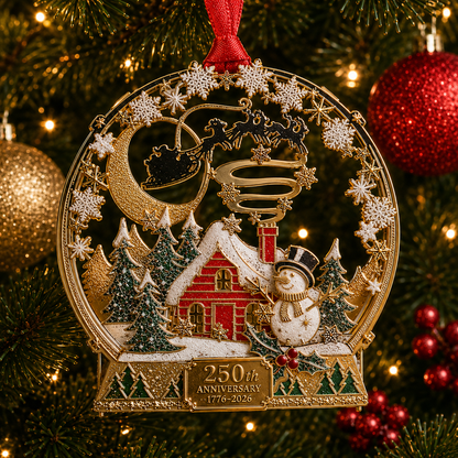 🎄250th Anniversary Christmas Metal Ornament 🎇 | 8 Styles Enamel Gold Plated Tree Hanging Decor, Patriotic 1776‑2026 Holiday Keepsake Gift
