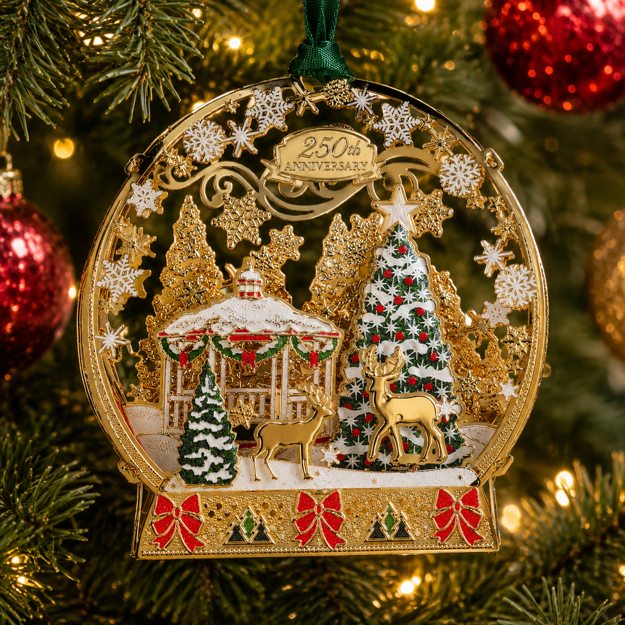 🎄250th Anniversary Christmas Metal Ornament 🎇 | 8 Styles Enamel Gold Plated Tree Hanging Decor, Patriotic 1776‑2026 Holiday Keepsake Gift