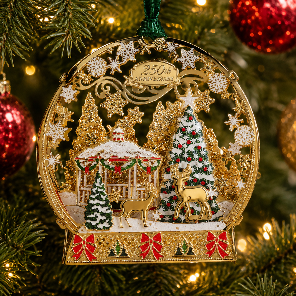 🎄250th Anniversary Christmas Metal Ornament 🎇 | 8 Styles Enamel Gold Plated Tree Hanging Decor, Patriotic 1776‑2026 Holiday Keepsake Gift