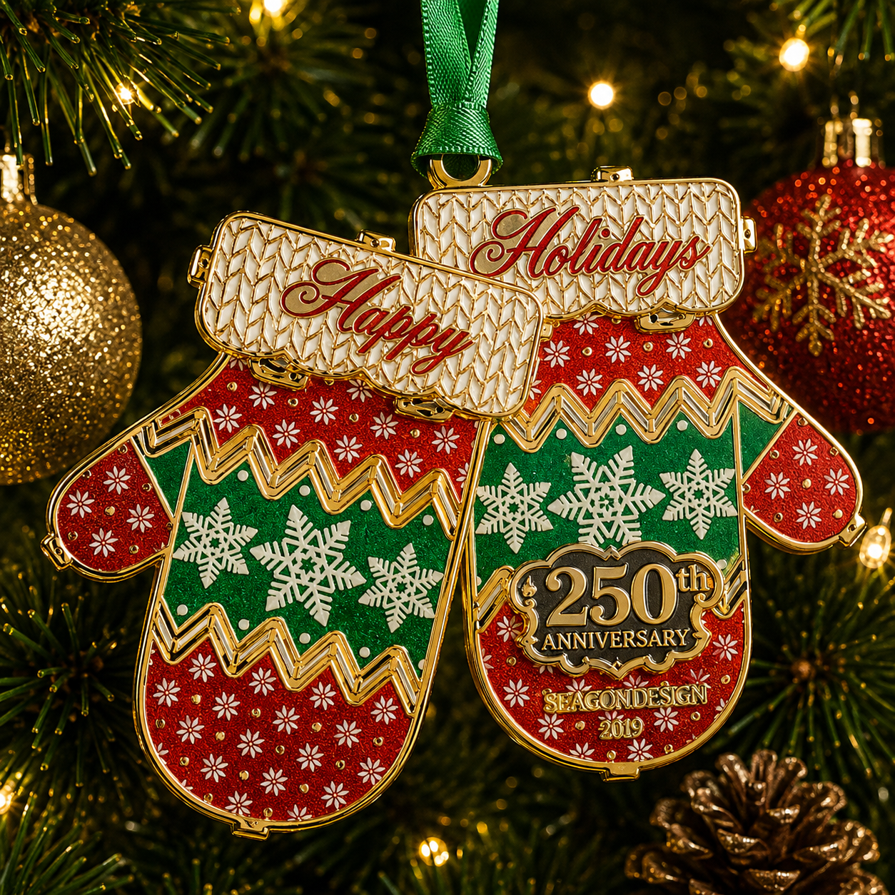 🎄250th Anniversary Christmas Metal Ornament 🎇 | 8 Styles Enamel Gold Plated Tree Hanging Decor, Patriotic 1776‑2026 Holiday Keepsake Gift