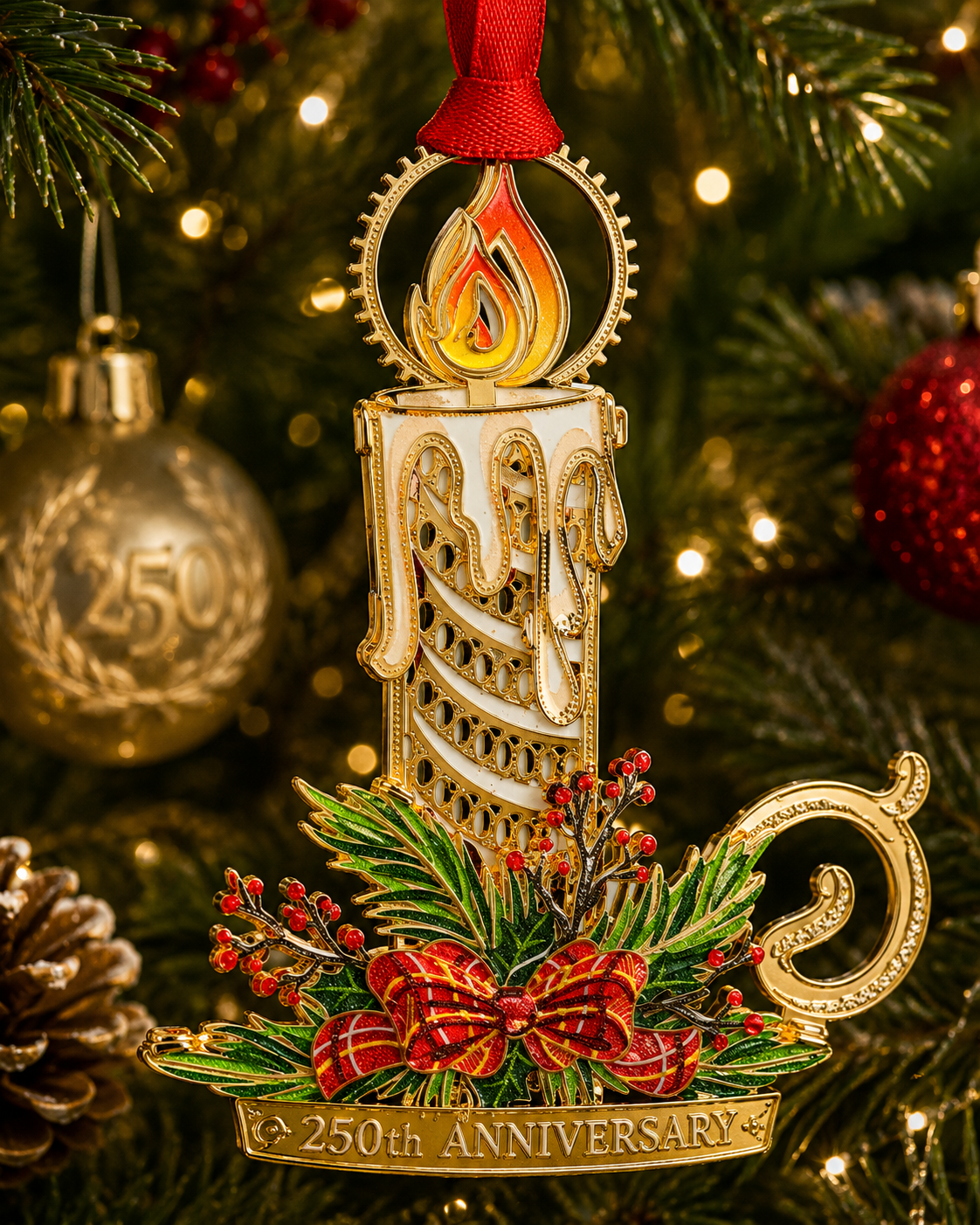 🎄250th Anniversary Christmas Metal Ornament 🎇 | 8 Styles Enamel Gold Plated Tree Hanging Decor, Patriotic 1776‑2026 Holiday Keepsake Gift