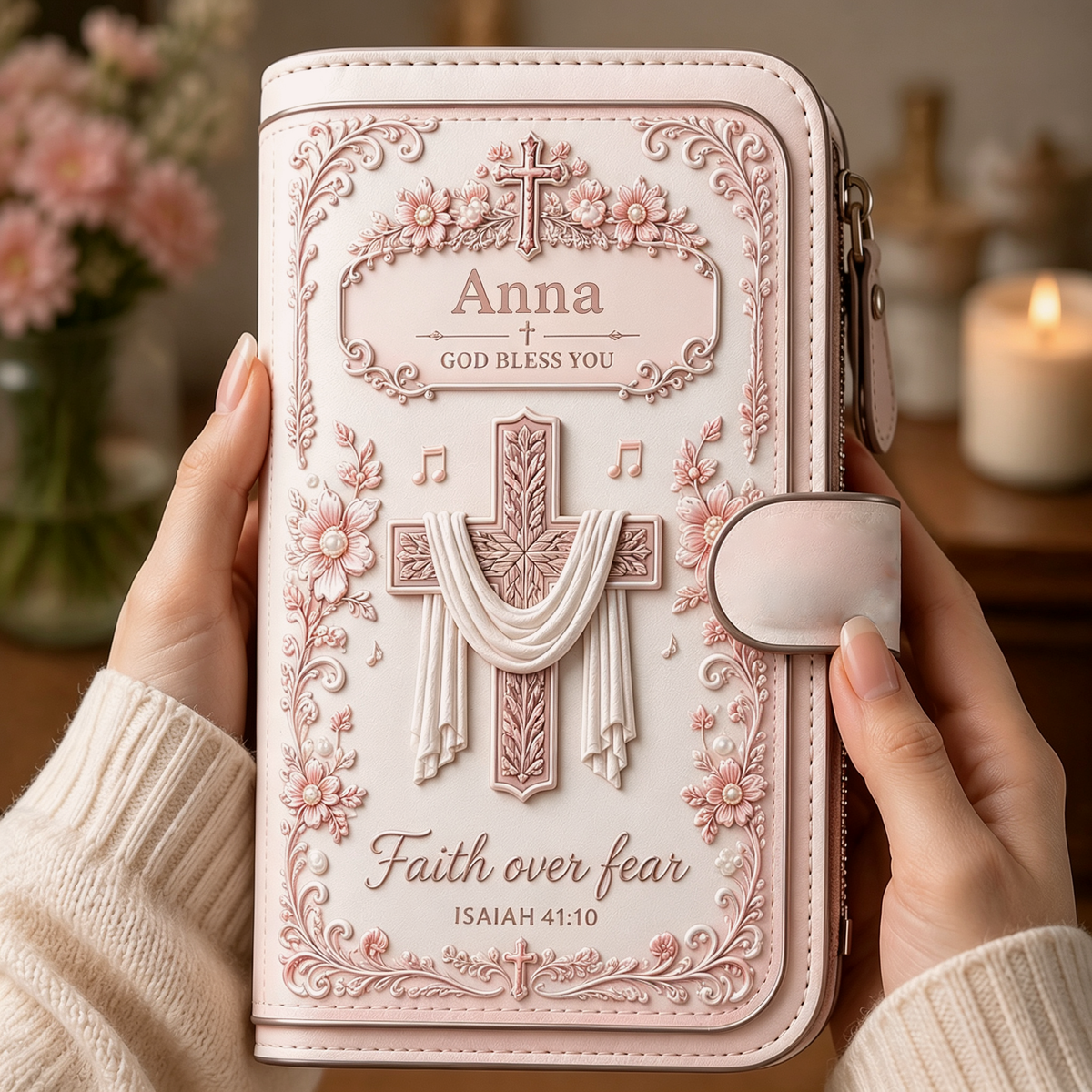 Personalized Faith Over Fear Wallet-Custom Name Faith Organizer