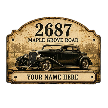 Custom Vintage Hot Rod Address Metal Sign