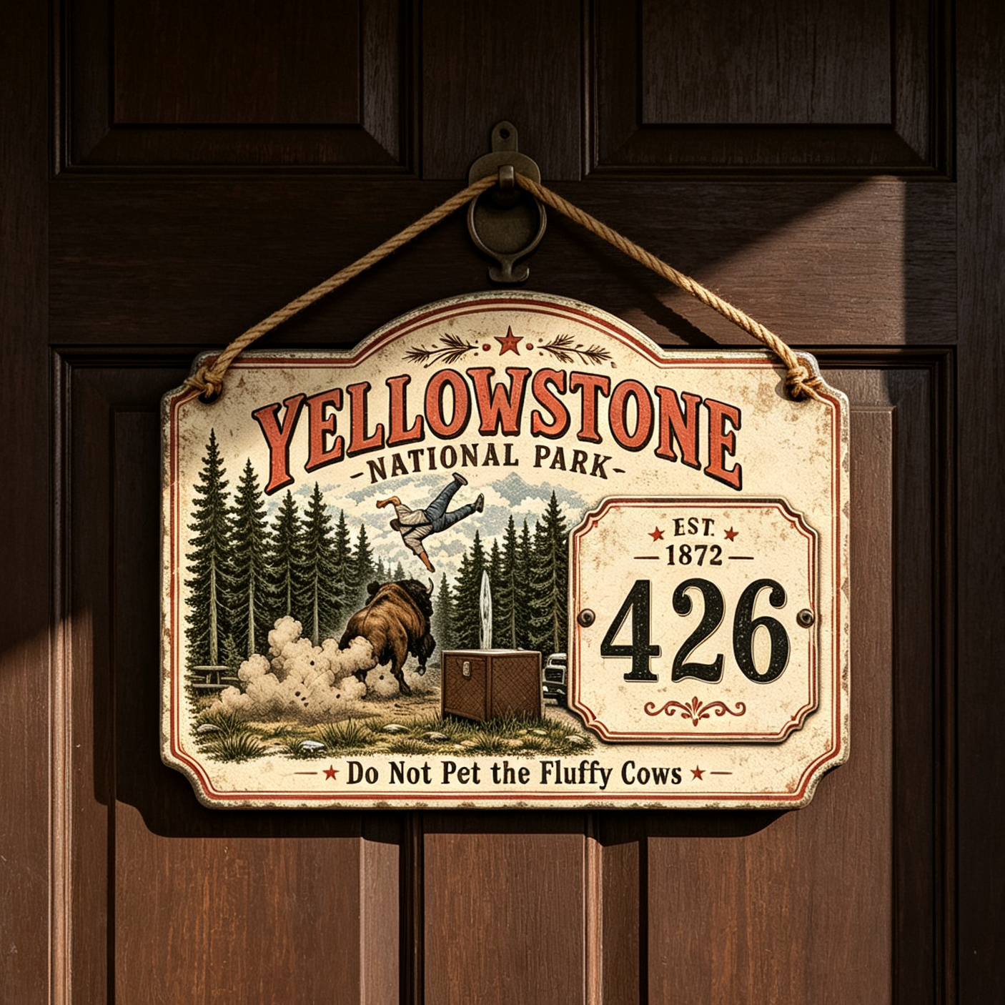 Custom Yellowstone National Park House Number Sign