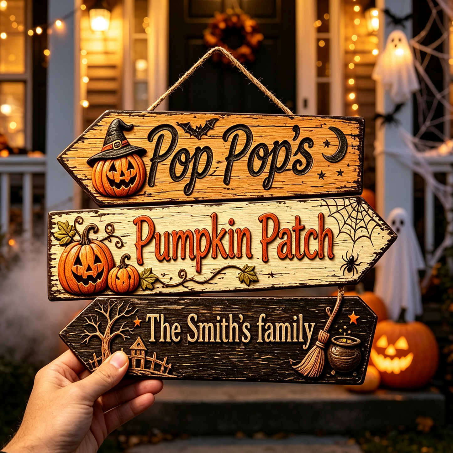 Custom Pumpkin Patch Halloween Family Name Sign