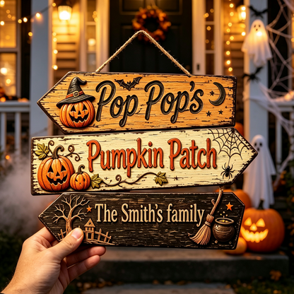 Custom Pumpkin Patch Halloween Family Name Sign