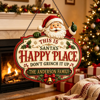 🎅Personalized Christmas Happy Place Sign | Custom Family Name